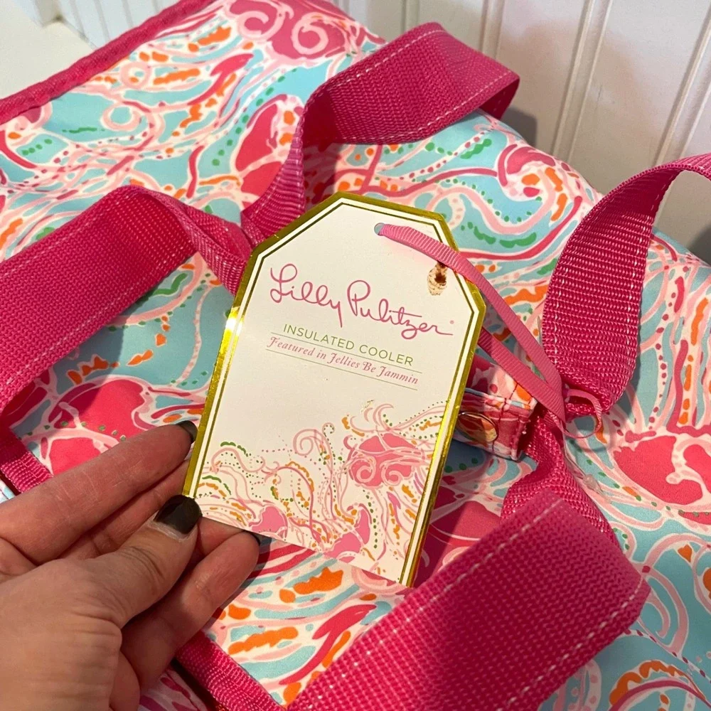 Lilly Pulitzer Insulated Cooler Bag OS Pink‎ Blue Jellies Be Jammin Beach Picnic